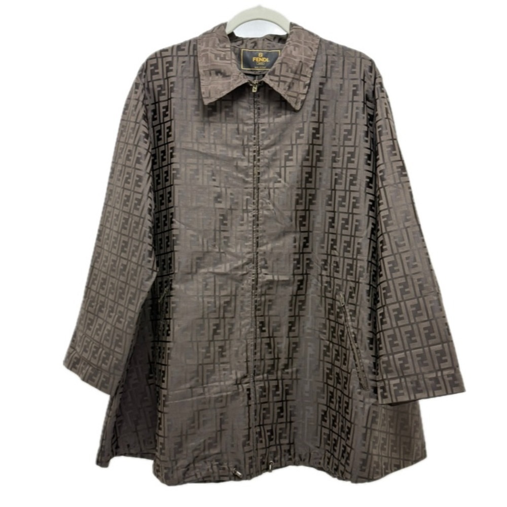 ナイロンジャケット ズッカ柄 アパレル ジップアップ アウター ジャケット ナイロン ブラウン