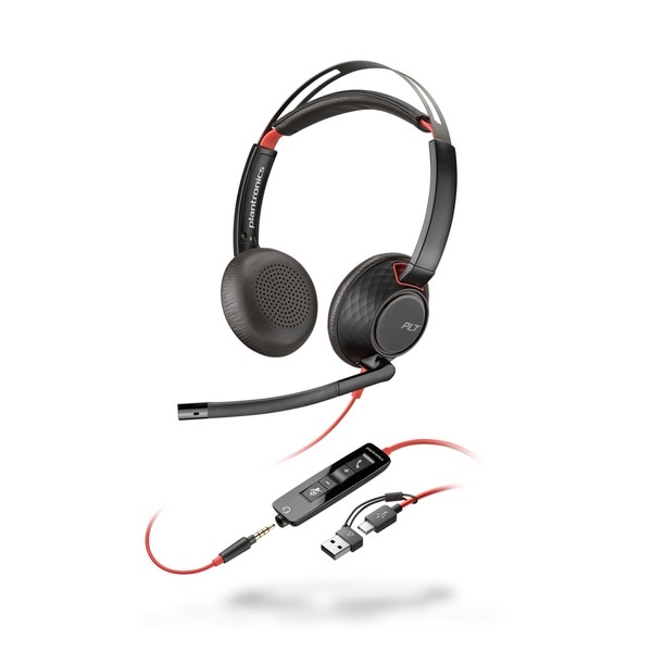 Poly Blackwire 5220 Stereo USB-C Headset +3.5mm Plug +USB-C/A Adapter メーカー直送