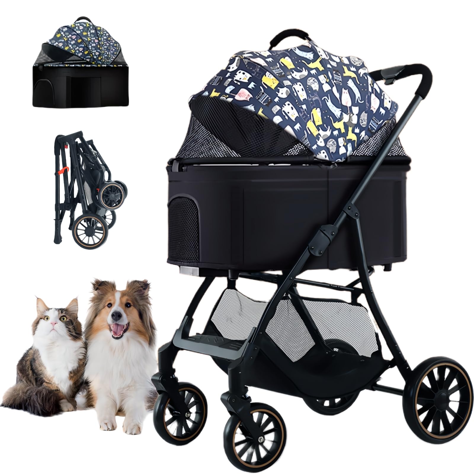 TopGTzolun 犬用 ペットカート 中型犬 バギー 多頭 分離型 軽量 コンパクト 折り畳みわんタッチ2way ペットカート ペットキャリーカート2匹 最大荷重30KG 付日本語説明書 (747