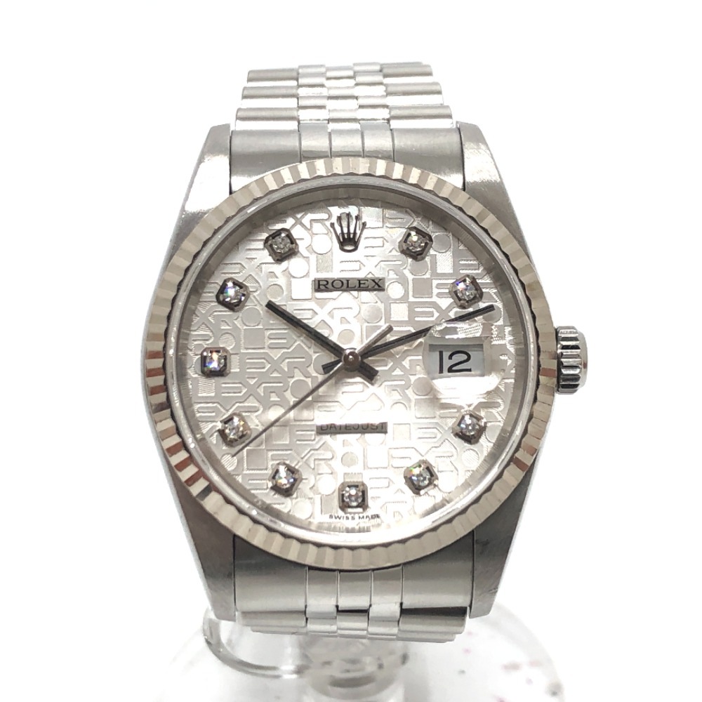 腕時計 16234Ｇ デイトジャスト 10Pダイヤ F番 コンピューター文字盤 自動巻き SS/WG シルバー