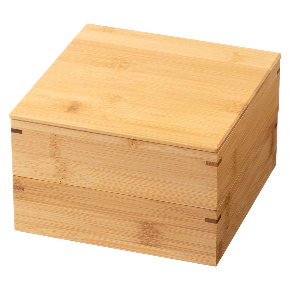 竹の弁当箱　スス正角２段弁当箱 (5501)　二段重箱　Bento made of bamboo