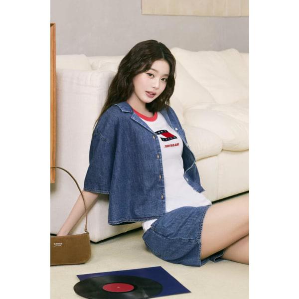 [チャン・ウォニョンPICK] 女性クロップ シャンブレー シャツ T32G1NSH01TWT1 TOMMY JEANS