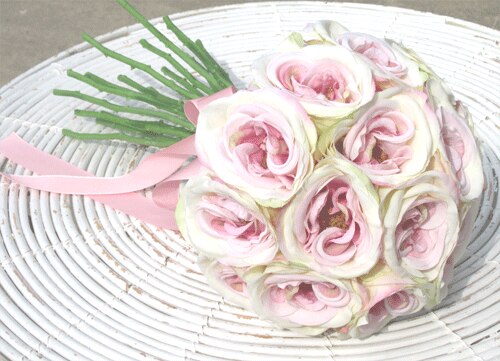 ラウンドブーケ＆コサージュセット ホワイトピンク（イベットローズ）