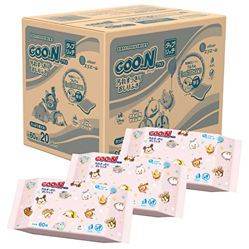 【おしりふき 詰替用】グーンプラス 汚れすっきりおしりふき タップリッチ [ケース販売]白 1200枚(60枚20個)