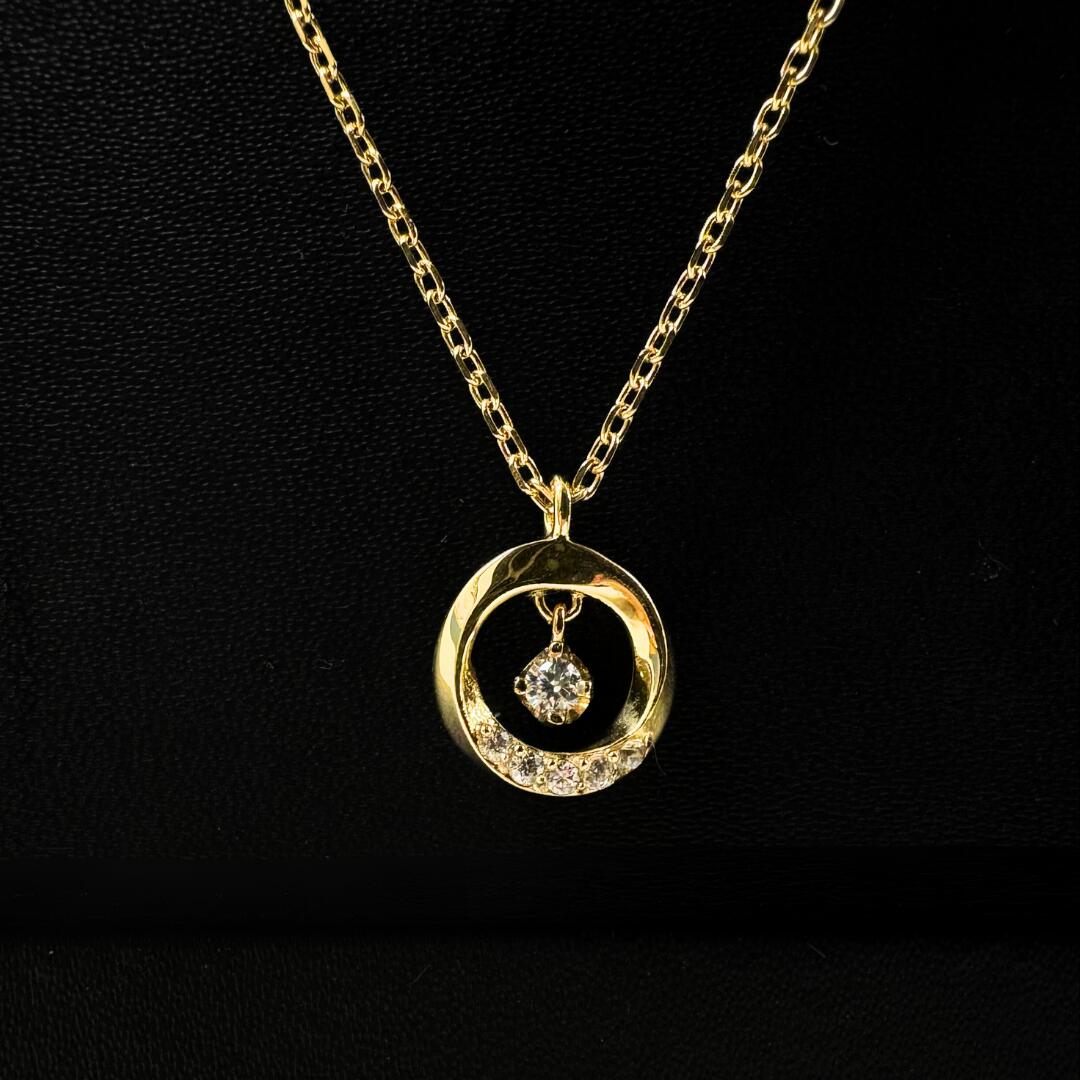 正規品 ナチュラルピュア ネックレス レディース サークル ペンダント シンプル 上品 イエローゴールドカラー ノンアレルギー サージカルステンレス ステンレス 金属アレルギー 対応 結婚式 結婚記念