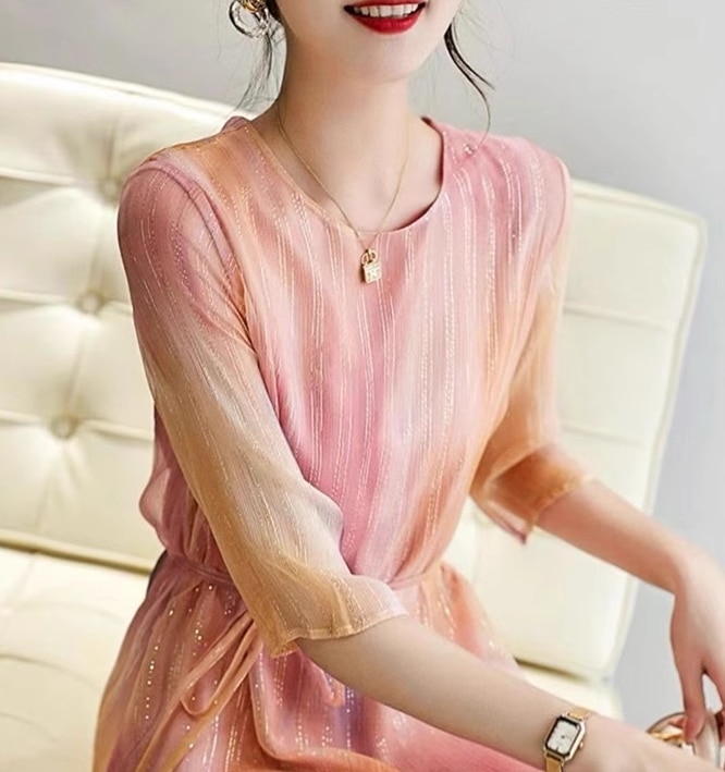 ワンピース ワンピドレス 膝丈 ひざ丈 袖あり 5分袖 五分袖 Uネック フレア セミフレア リボン ウエストリボン かわいい 大人可愛い きれいめ 大人 上品 おしゃれ お洒落 大人女子 こなれ感