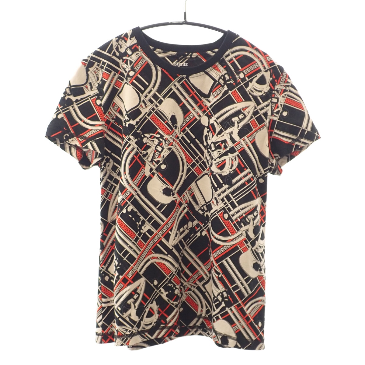 【Aランク】 無秩序エシェーヌ Tシャツ H3H4619DX0234 半袖 コットン ブラック マルチカラー サイズ38 レディース