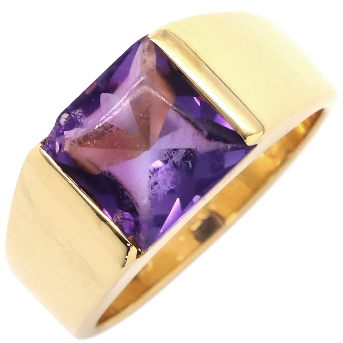 カルティエ Cartier リング 指輪 タンクリング K18YG アメジスト パープルXイエローゴールド #49(JP9) 黄 750 18金 18K 9号【中古】