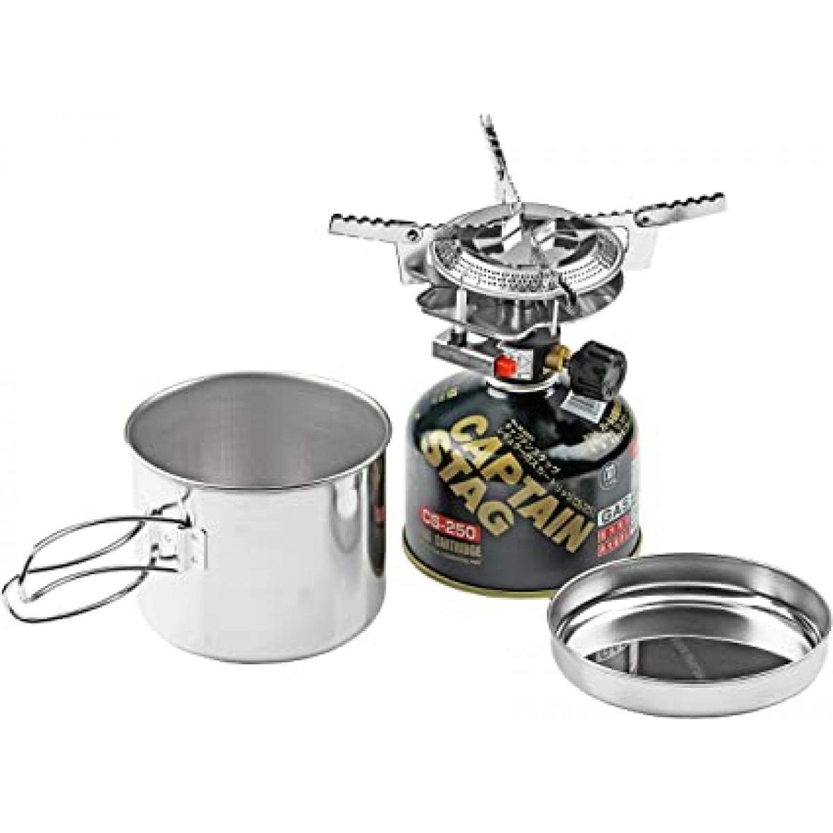 【在庫有・即納】CAPTAIN STAG キャプテンスタッグ M-6400 オーリック 小型 ガスバーナーコンロ・クッカーセット バーナー 一人用鍋セット ソロキャンプ