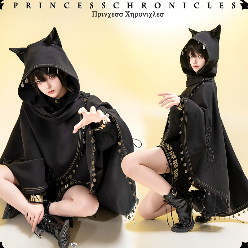 マントコート レディース 黒猫耳 ロリータファッション 復古 王子系 皇子系 コスプレ レトロ おしゃれ ゴスロリ ゆめかわ ユニセックス dark 病み可愛い 執事 コンカフェ