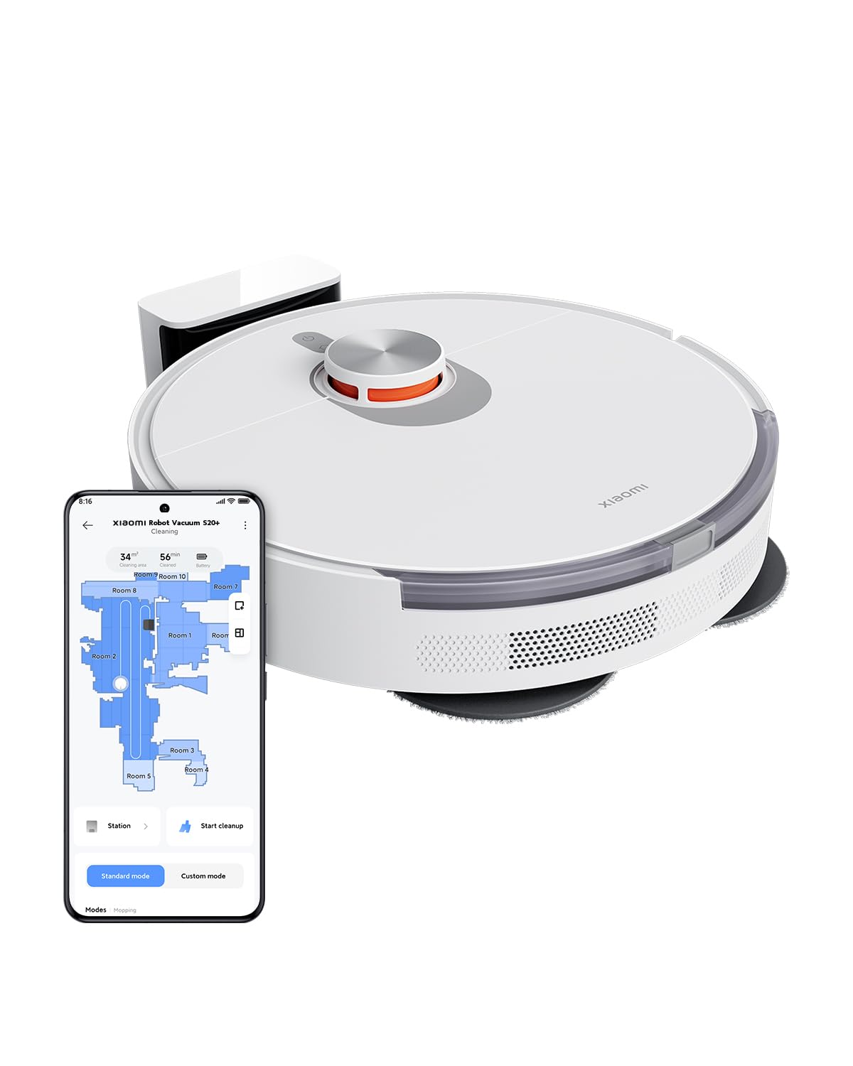 Xiaomi ロボット掃除機 S20+ 2-in-1吸引水拭き両用 6000Pa強力吸引 高速回転デュアルモップ 4つの吸引および水拭きモード カーペット検出自動リフトアップ LDSレーザーナビゲー
