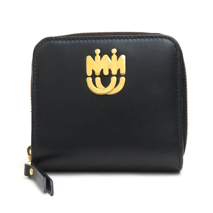 ミュウミュウ MIUMIU 二つ折り財布 レザー ブラック レディース 5ML522 h31018g 23,998円