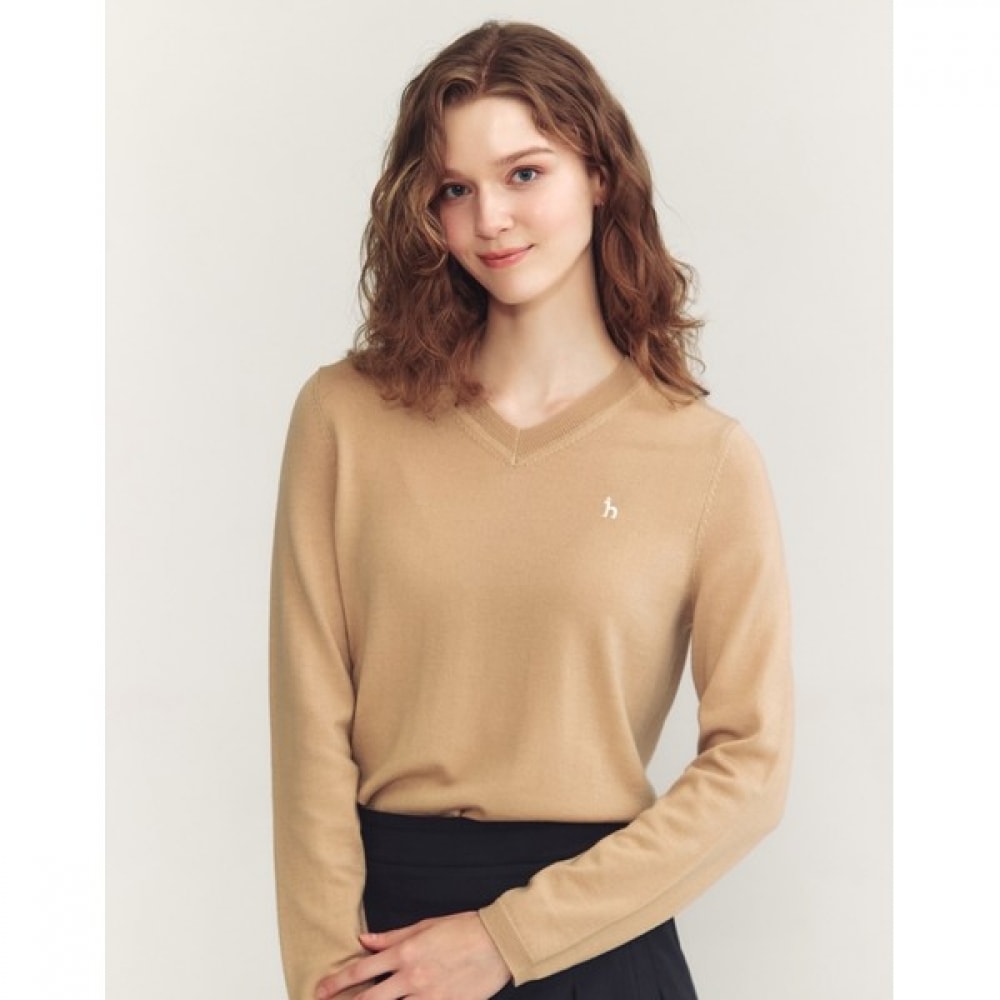 (ヘッジスレディース) 24FW V ネックセーターベージュ HSSW4CC76I2