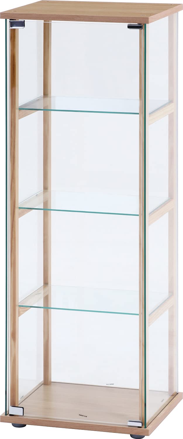 不二貿易 コレクションケース フィギュアケース 4段 幅42.5×奥行36.5×高さ120cm ナチュラル 木製 韓国インテリア 強化ガラス 組立商品 72804