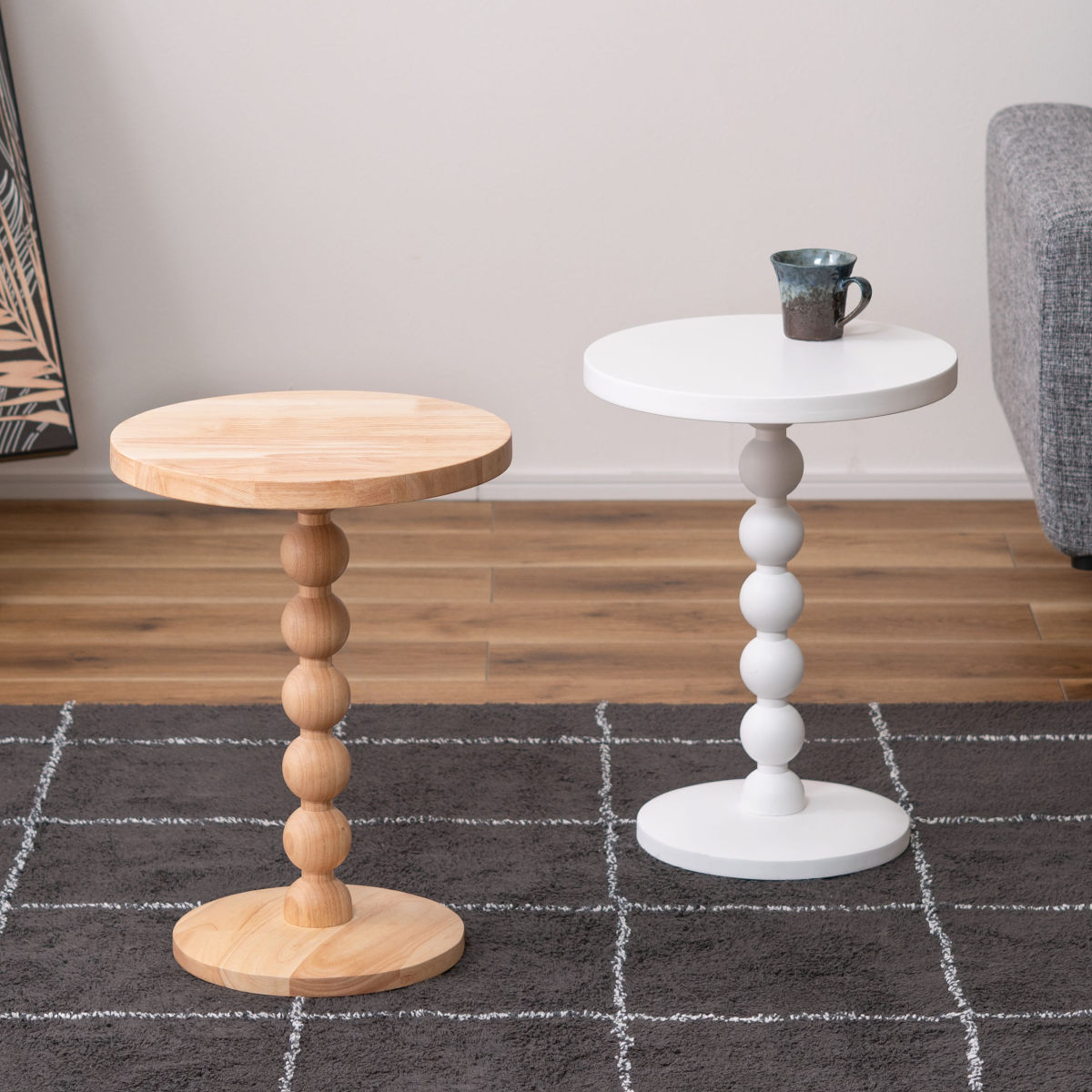 サイドテーブル 丸 北欧 木製 高さ47.5cm ナイトテーブル コーヒーテーブル マルチテーブル テーブル ディスプレイ 台 リビング 玄関 寝室 ソファ ベッド サイド ナチュラル