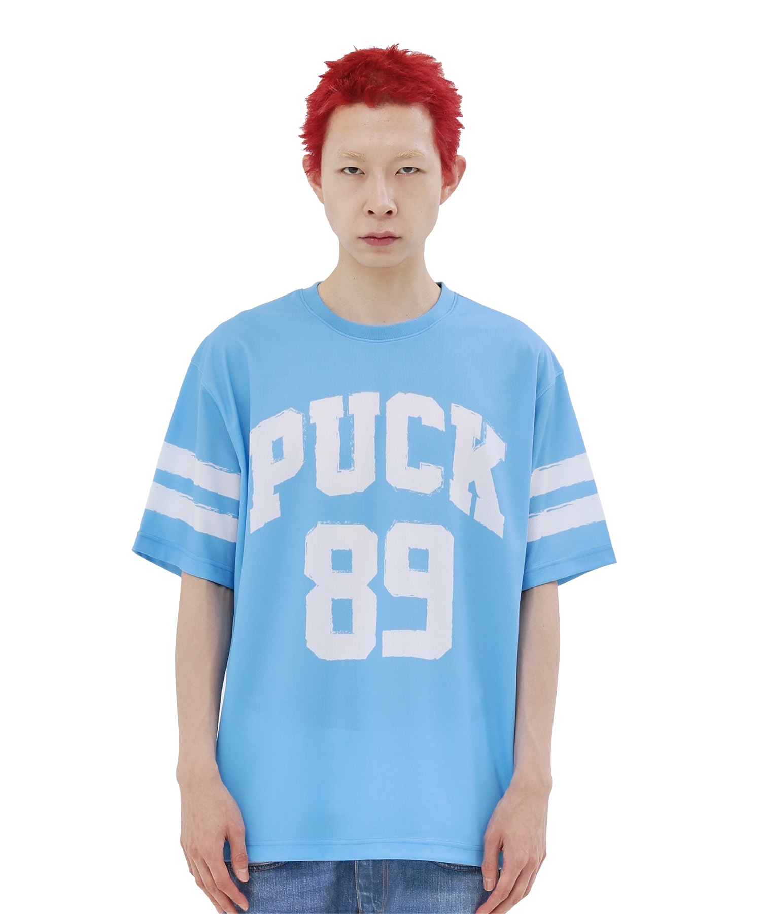 PUCKロゴホッケーティーシャツスカイ