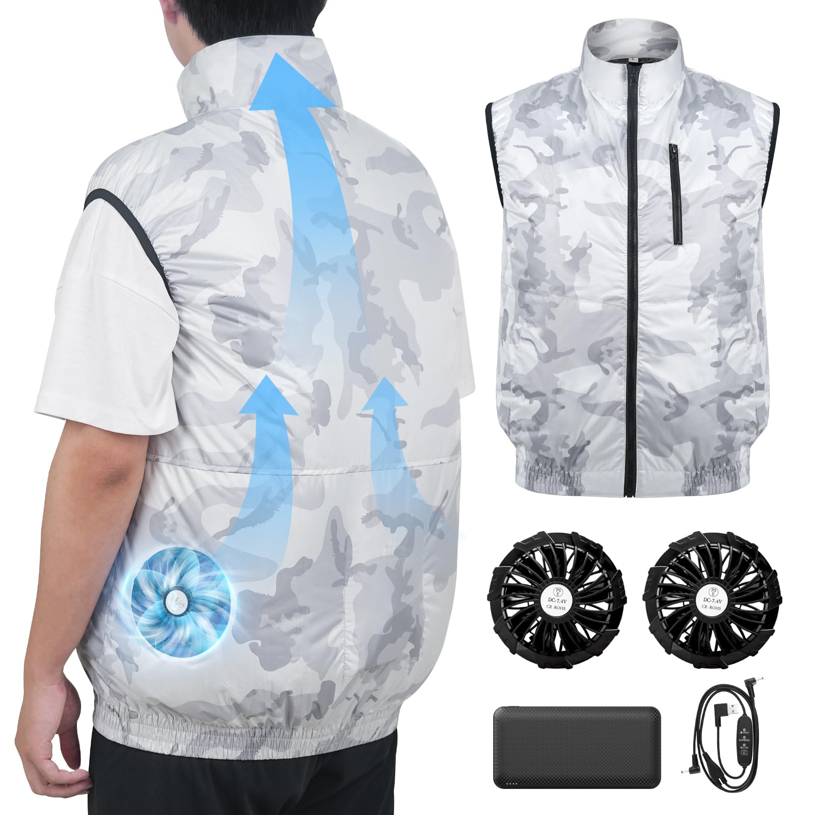 [TIWOUN] ファン付きベスト ファン付き作業服 【2025新登場&体感-12℃】 30000mAh大容量バッテリー付き 空調作業服 ワークマン 冷却ベスト ファン付き 3D循環送風 3段階風量調