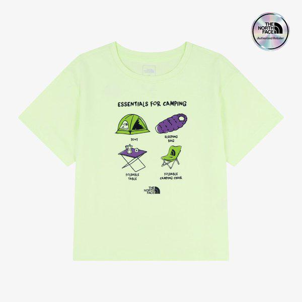 [キッズ公式] NT7US06V キッズキャンプホリック半袖Tシャツ LIMEADE