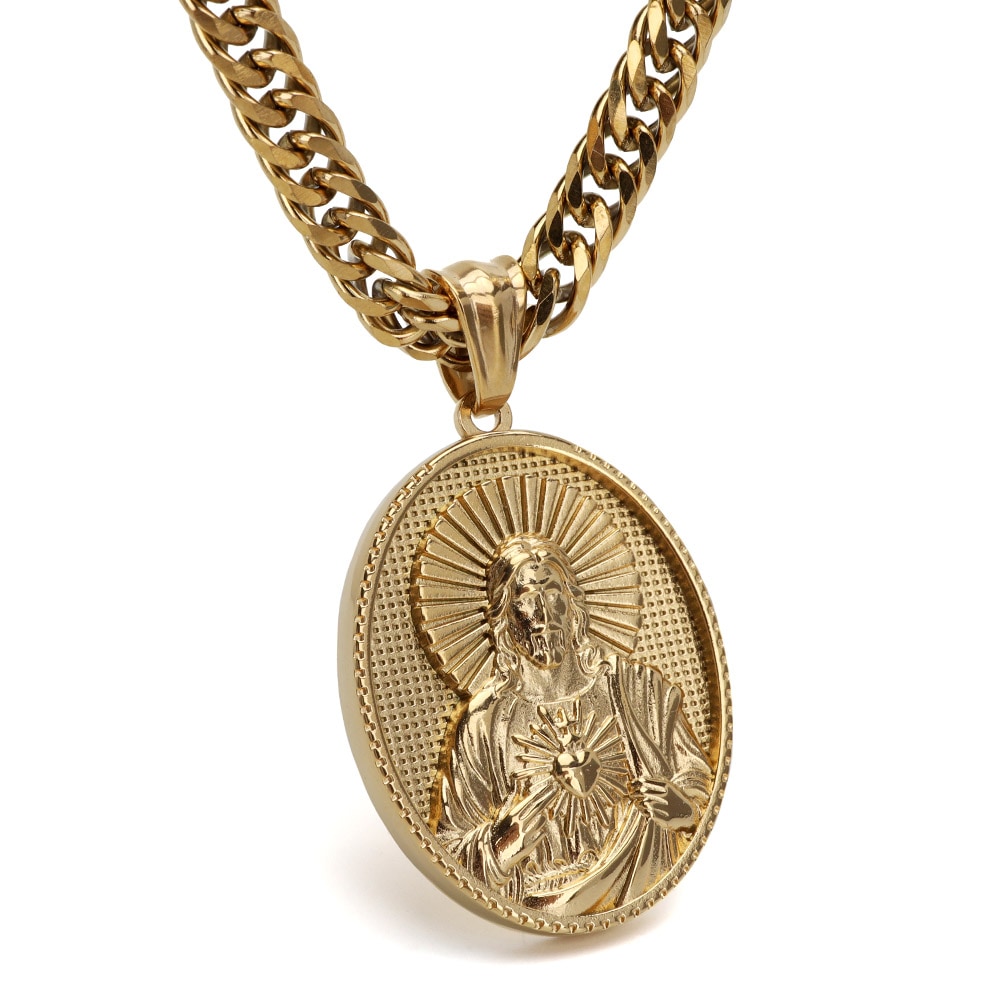 ステンレス メダイネックレス ダブル喜平 [n1028]