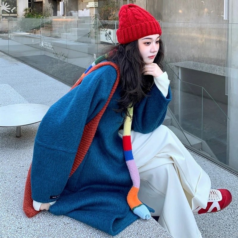 女性用高級ウールコート2024秋冬新作ウールコート韓国風小さめ冬ミドル丈スタイル気質