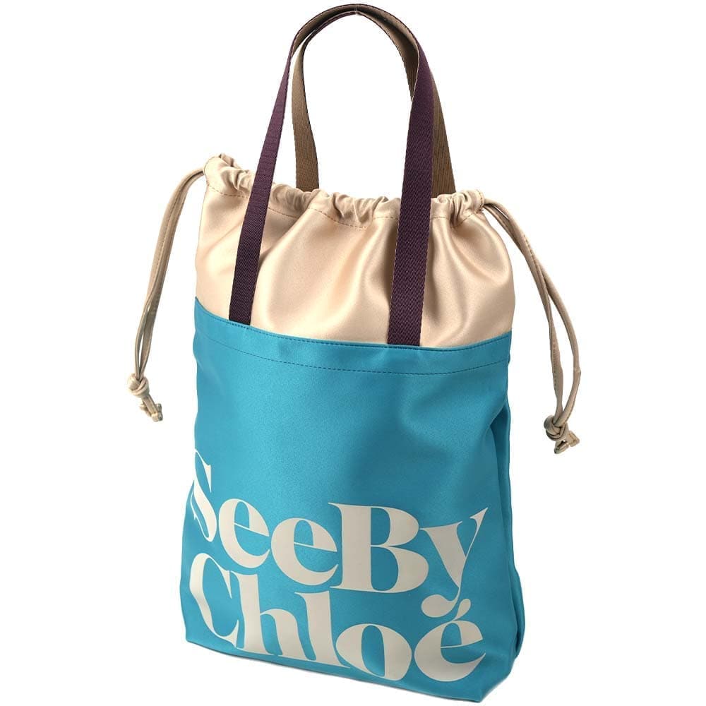 シーバイクロエ トートバッグ バッグ レディース SEE BY CHLOE FULL SATIN/SMALL TEXTILE TOTE CEYLAN GREEN CHS22SSB59 B29 3J9