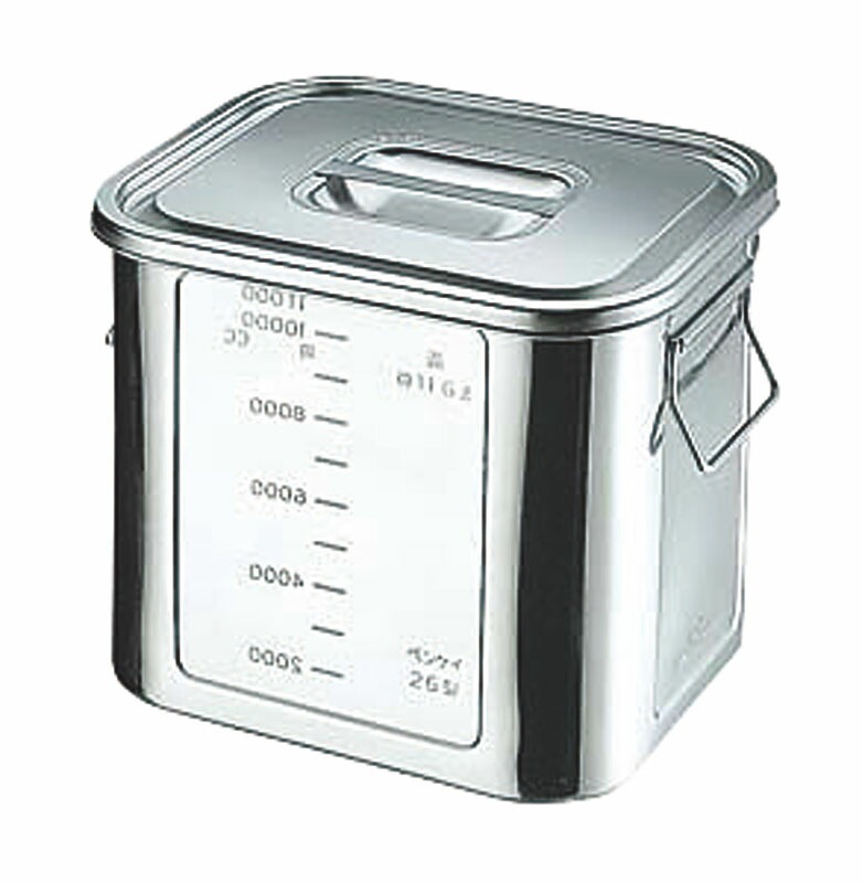 本間冬治工業 BK 18-8角型目盛付キッチンポット22型 手付