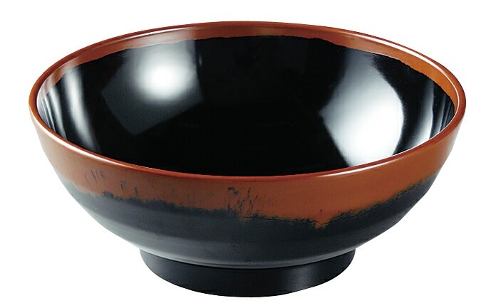（まとめ買い）メラミン食器 長次郎窯 そば丼（特大） 内黒 AN70B [x3]