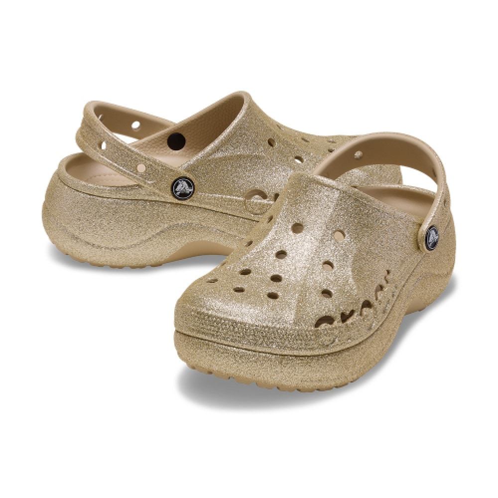 CROCS レディース バヤ プラットフォーム グリッター クロッグ CHAI (25SWCL208459)