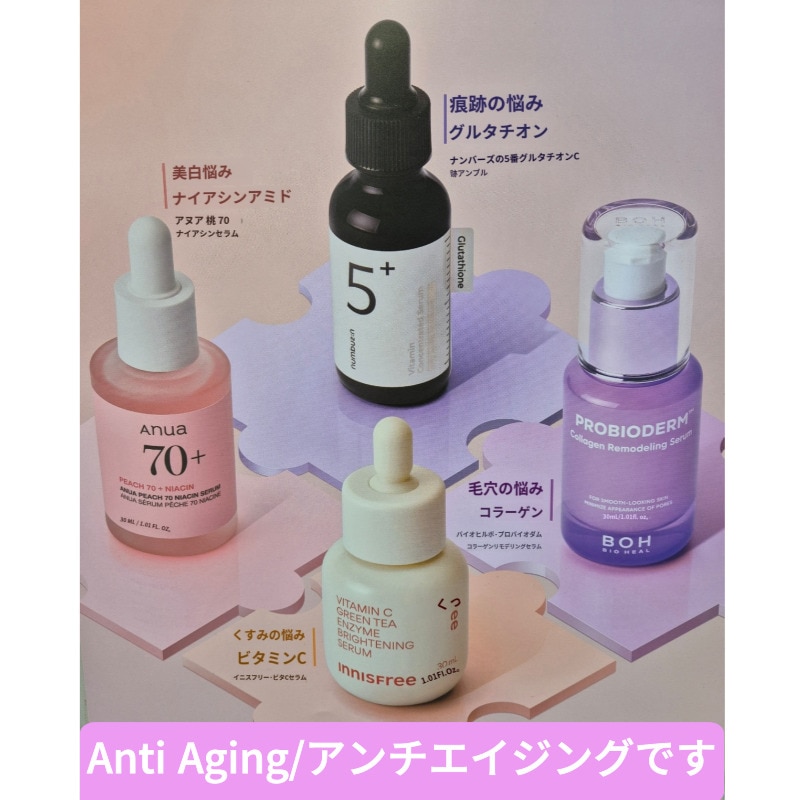 [クリスマスプレゼント]スローエイジング セット構成 /NUMBUZIN/BOH BIO HEAL/INNISFREE セラム 30ml ,韓国化粧品, 桃,グルタチオン C,コラーゲン,ビタC
