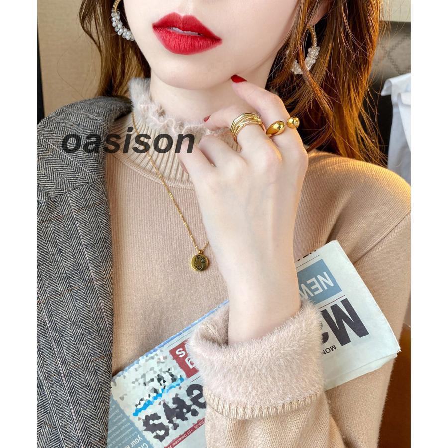 新品 大人気 裏起毛 メロウニットトップス ハイネック