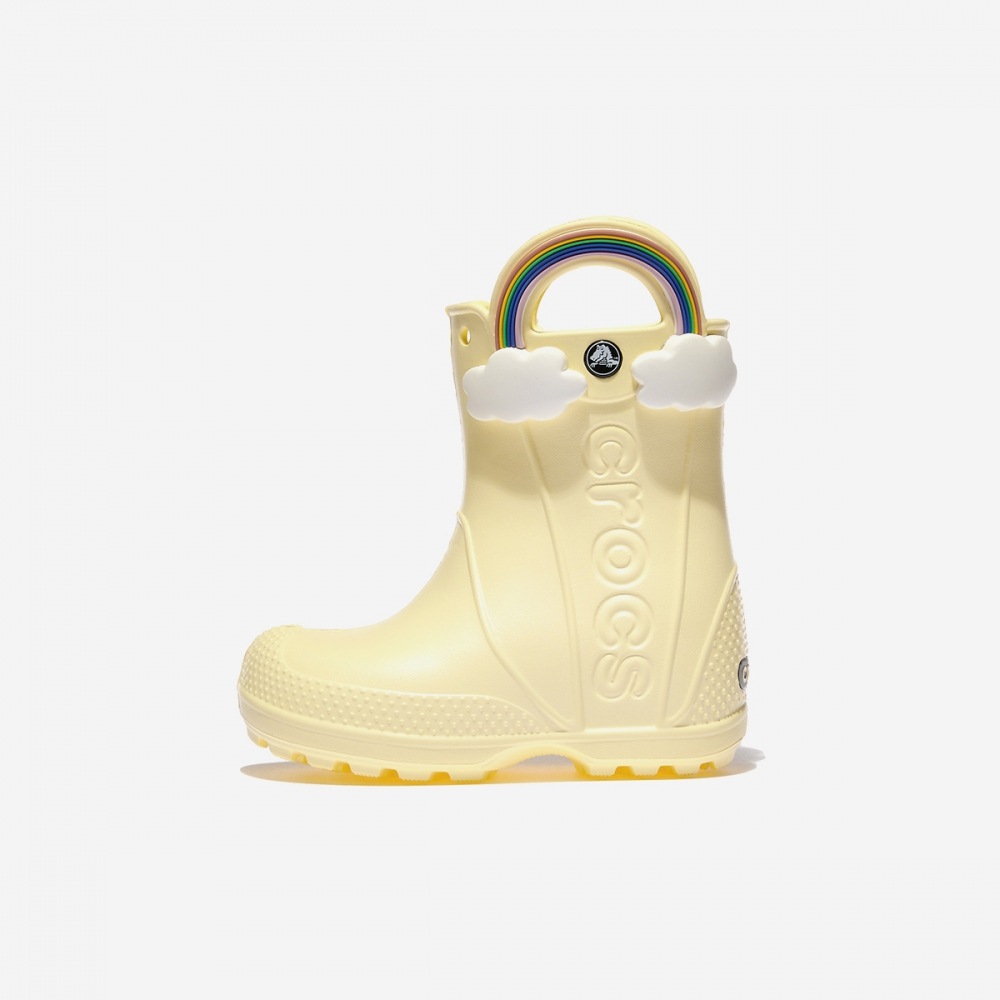 クロックス ハンドルイット レインボー レインブーツ トドラー CRS211118-BUTTERCREAM