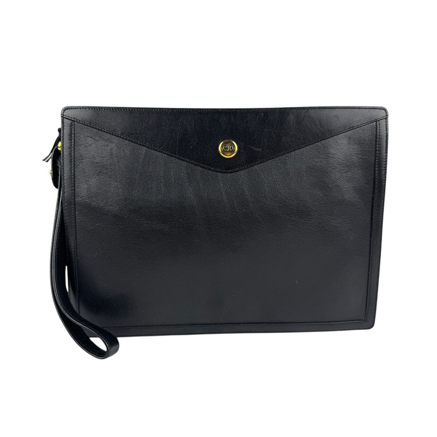 クリスチャンディオール Christian Dior セカンドバッグ レザー ブラック メンズ z5287