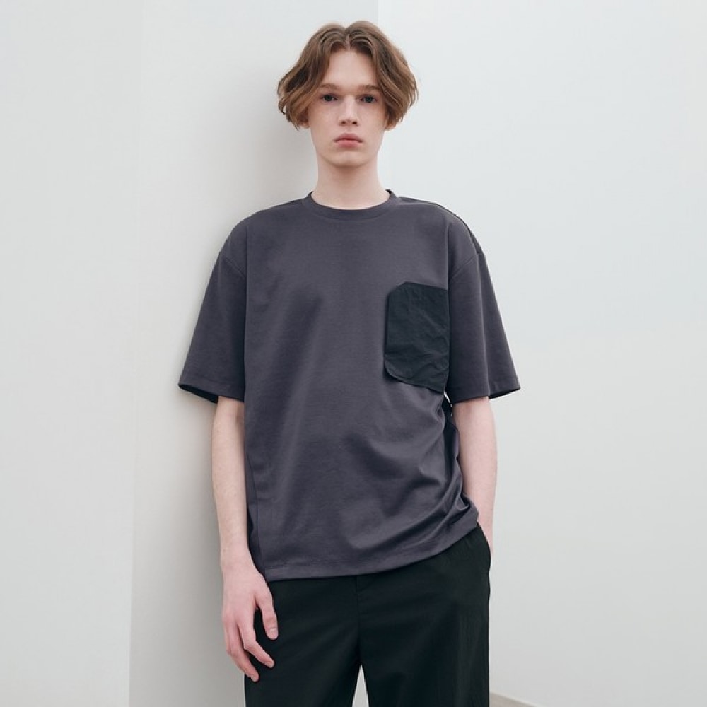 (マインドブリッジ) ウーブンポケットセミオーバー T シャツ MXTS3134