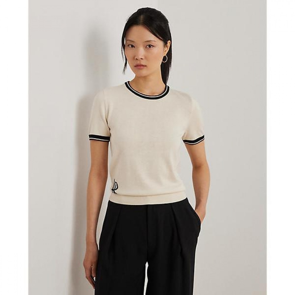 ローレンラルフローレンツートンカラーショートスリーブセーター (WMLRSWESN820154101)