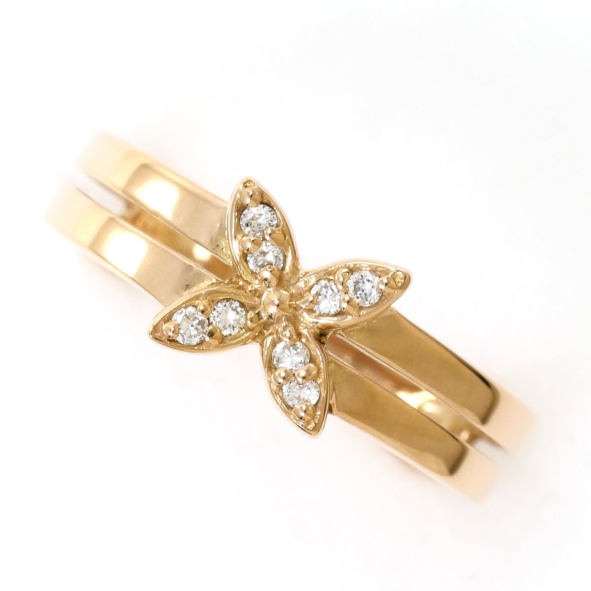 K18 18金 PG ピンクゴールド リング・指輪 5号 ダイヤモンド 0.05 ct 総重量約2.5g 中古