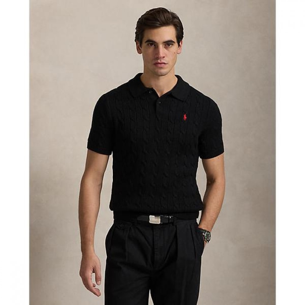 ポロラルフローレンメンズケーブルニットコットンポロカラーセーター (MNPOSWE1N820053001)