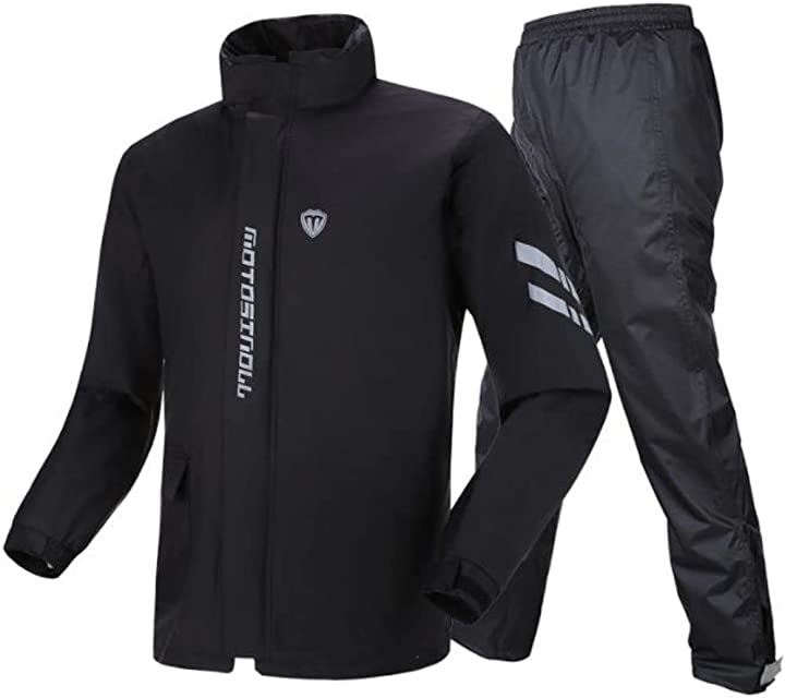 レインスーツ 上下セット バイク ウェア レインウェア カッパ 雨具 合羽(ブラック, XL) 6,856円