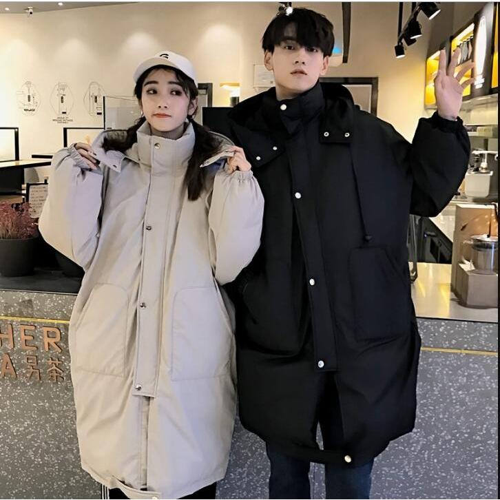 高品質 中綿ダウンジャケット アウター 暖かい ロング丈 ダウンコート メンズ 無地 防寒 厚手 秋冬 お洒落 冬服/S2ＸＬ/フード付き/格好いい/黒/白/ゆったり