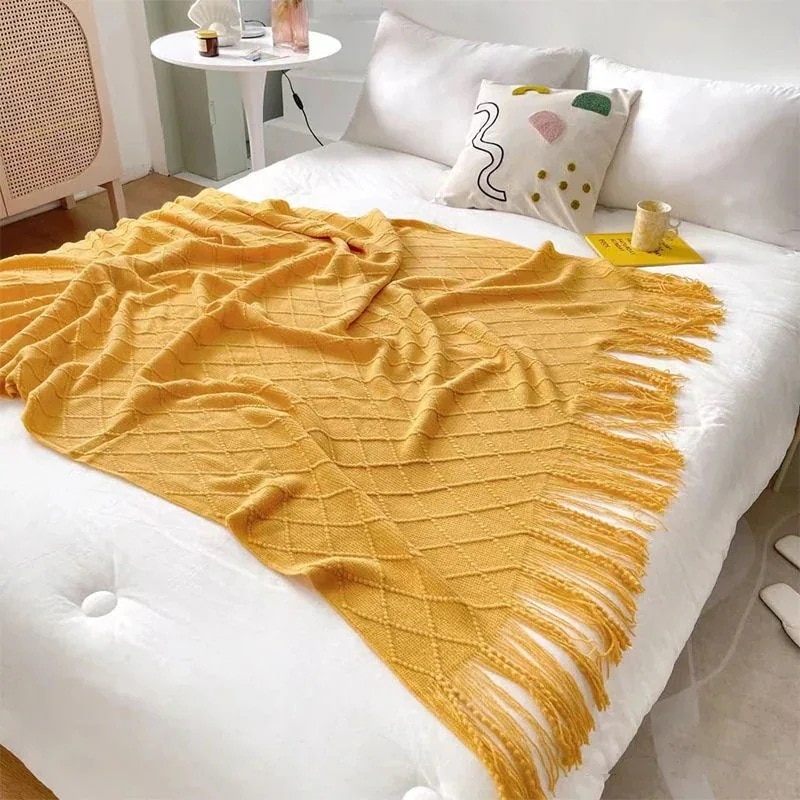 福袋を1枚プレゼントブランケットウォーム柔軟性防寒ブランケットレトロシンプルソファカーペットオフィス昼寝飾りベッドカバー毛布 韓国ベッド尾巾ニットタペストリー昼寝エアコン保温四季柔軟タペストリーソファ