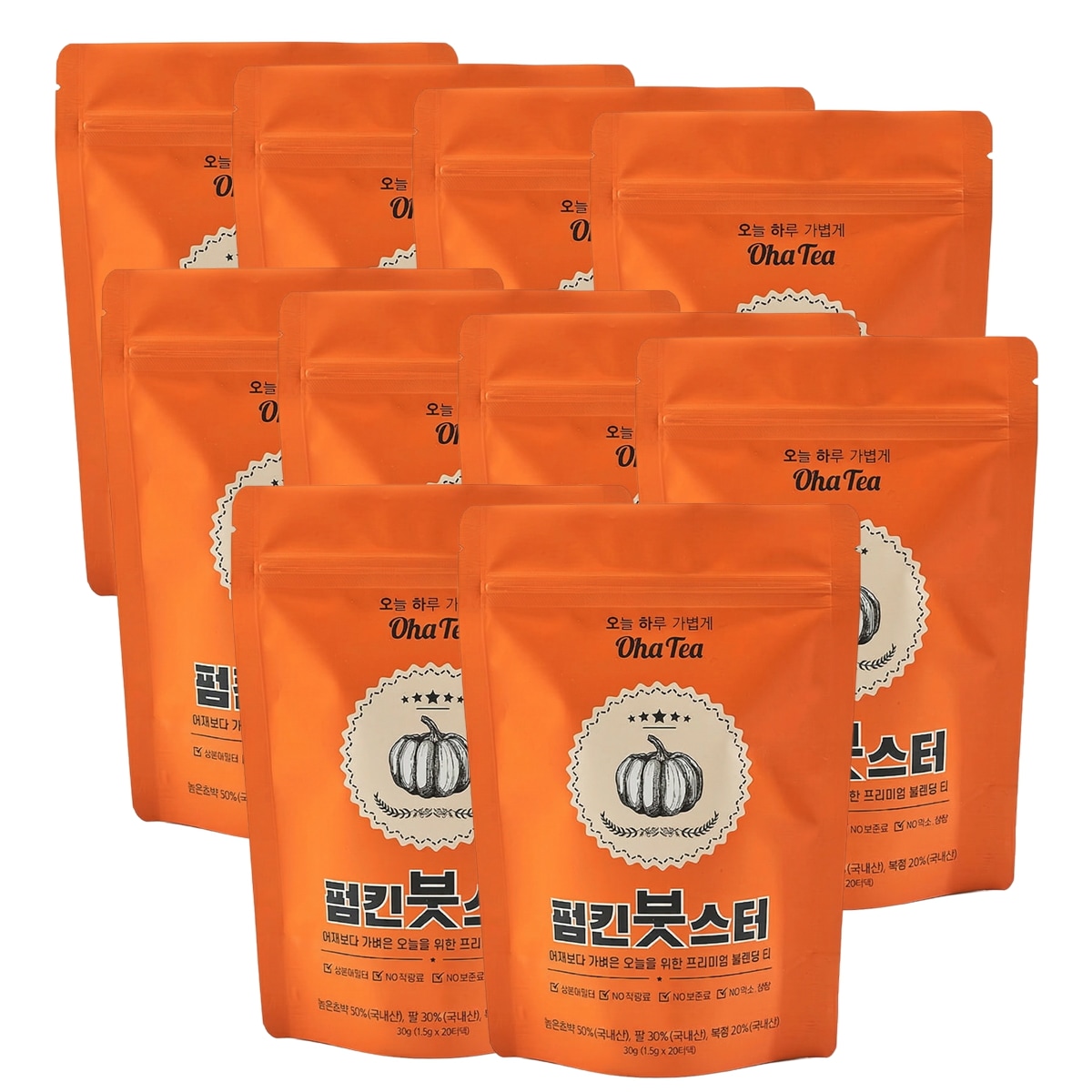 K-TEA プレミアム パンプキンブースター むくみ解消茶 ダイエット茶 かぼちゃ あずき 茯苓 生分解性フィルター 韓国産 10パック 200包