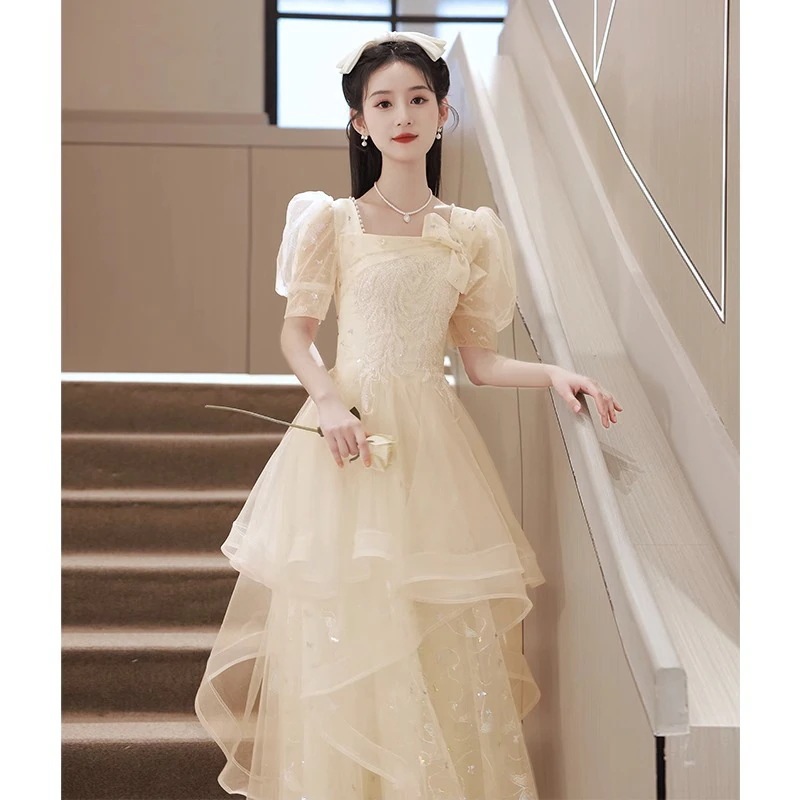 シャンパンイブニングドレス 2025新作ンピース ロング 入学式 宴会 結婚式 ドレス パーティードレス お呼ばれ 披露宴