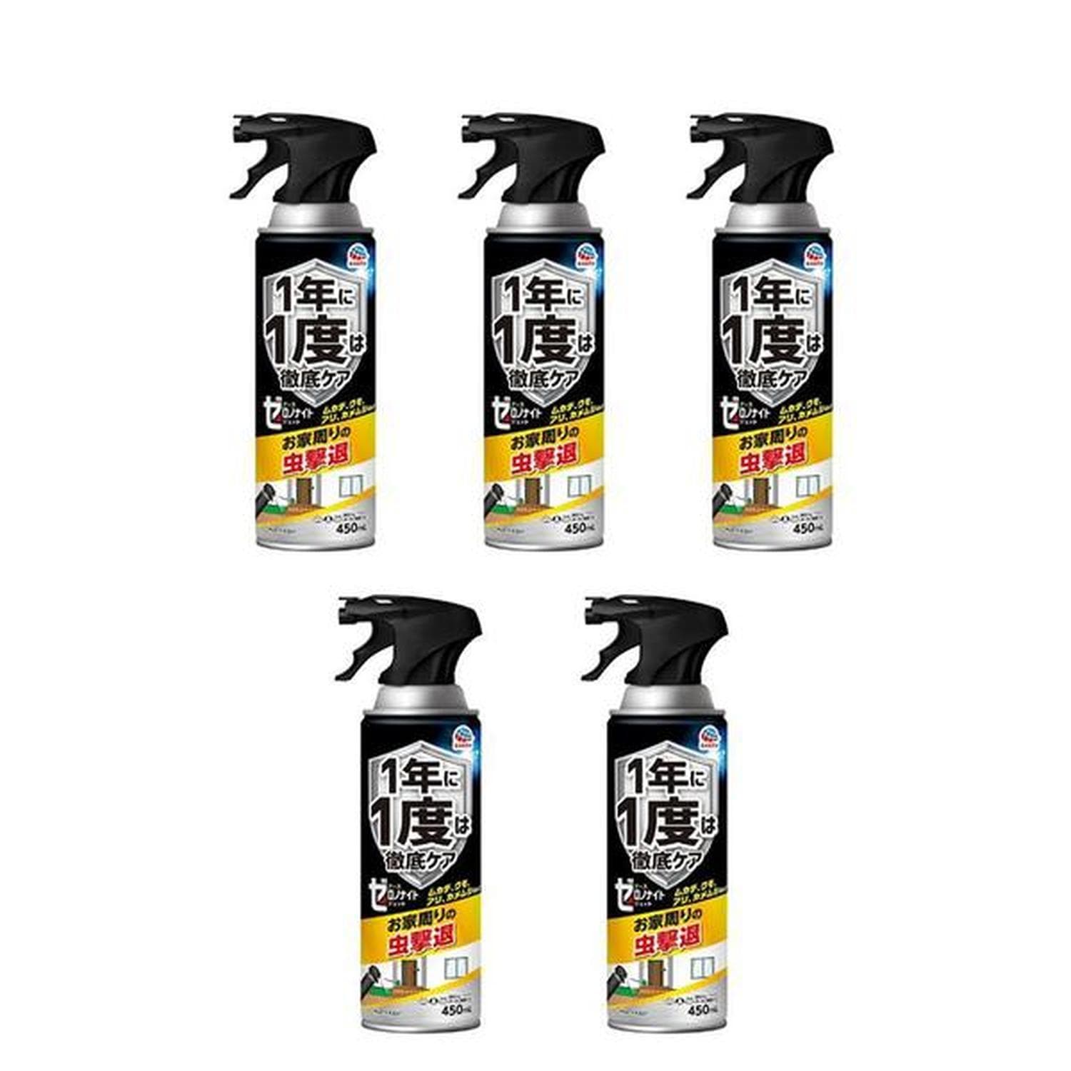 5個セット アース製薬 ゼロノナイト イヤな虫用 ジェット 450ml ムカデ クモ