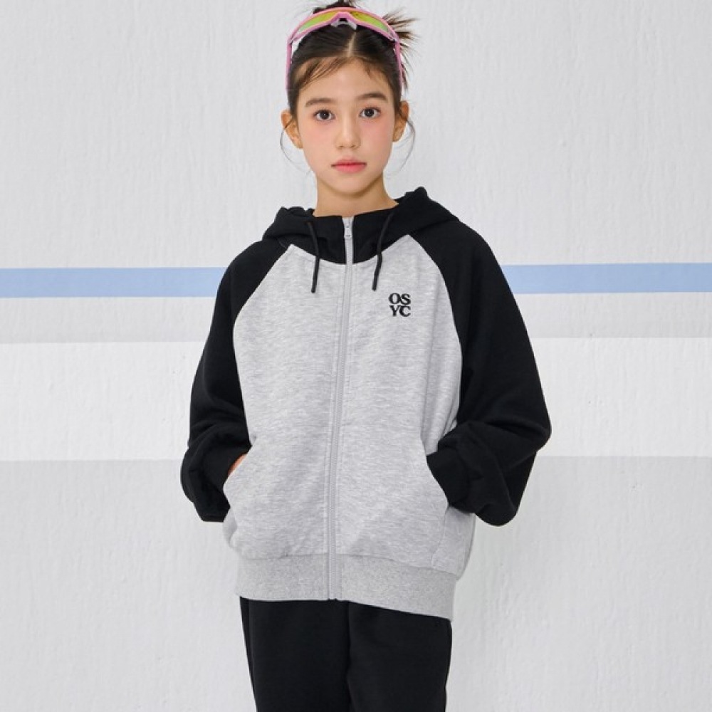 (Ocean Sky) ガールズハイネックスリーブカラーパーカージップアップ