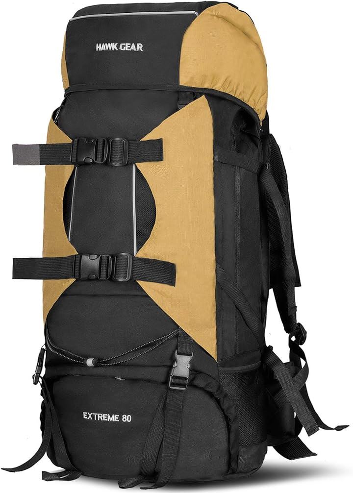 ワールドスポーツオンライン HAWK GEAR ホークギア バックパック 80L 大容量 防水 アウトドア 防災 災害 登山 旅行(コヨーテ, Free Size)