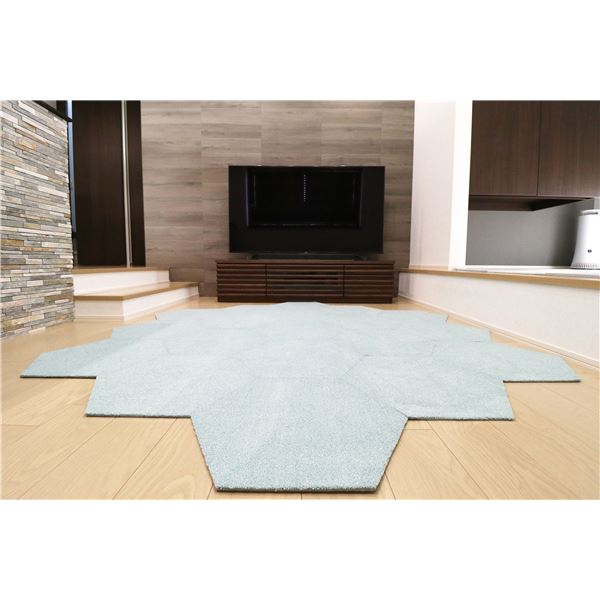 ラグタスタイルラグ タイルラグ ヘキサゴン MBL ミントブルー [約50x43cm／10枚セット]