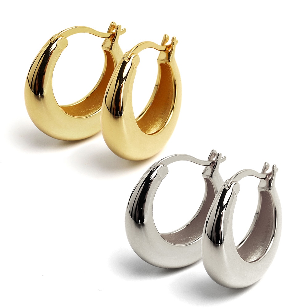 シルバー925 ぷっくりフープピアス [ce428]