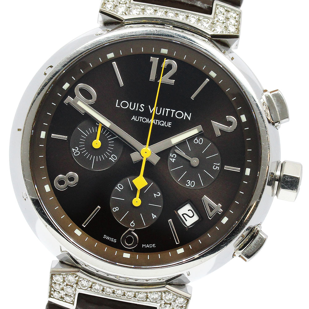 ルイ・ヴィトン LOUIS VUITTON Q112G タンブール クロノグラフ ラグダイヤ 自動巻き メンズ _916768【中古】
