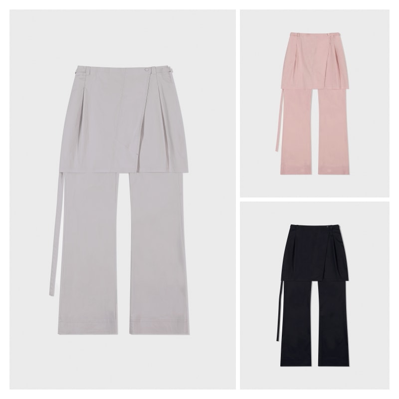 【LOW CLASSIC】 NEW LAYERED WRAP SKIRT PANTS : 3COLORS