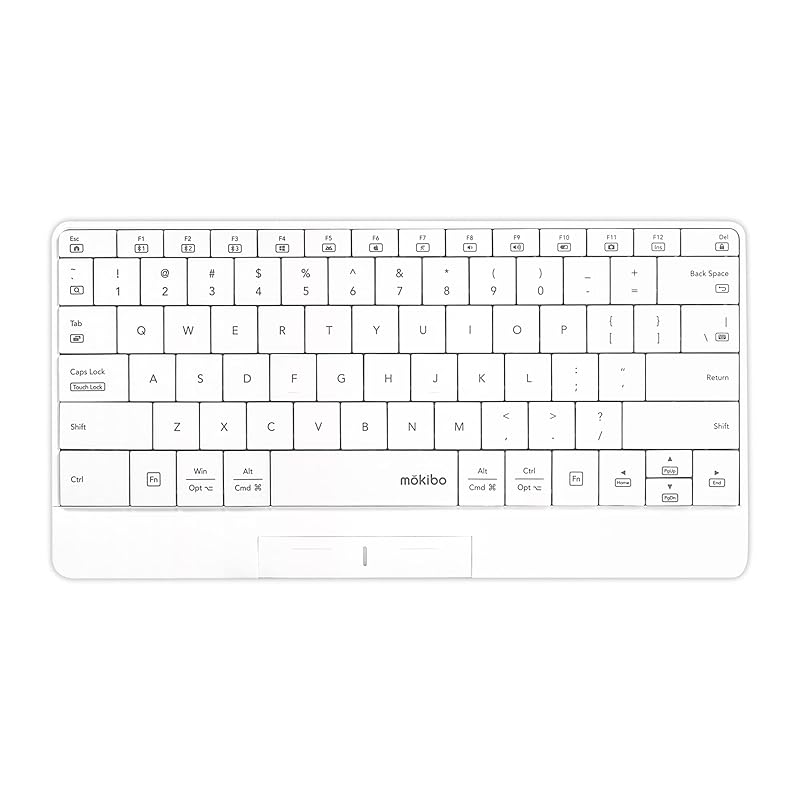 即納：INNOPRESSO タッチパッド内蔵 マルチデバイス対応 Bluetooth ワイヤレスキーボード mokibo 英語配列 (ホワイト) 専用スタンドカバー付き MKB316US_WH