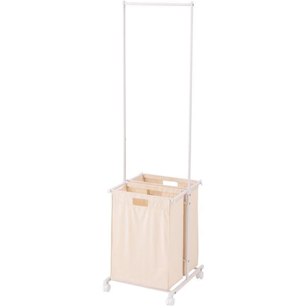 ランドリーハンガー 約幅40×奥行46.5×高さ157.5cm ホワイト スチール キャスター付き ランドリーラック 洗濯用品 組立式 7,428円